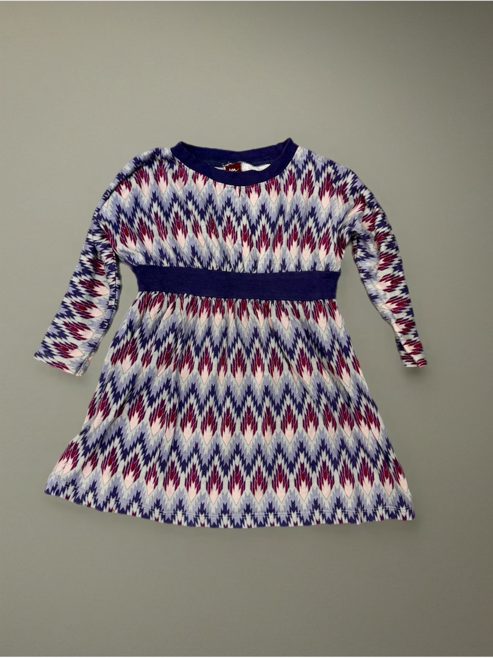 Tea Collection Dress Long-Sleeve Chevron Pattern Toddler 3T